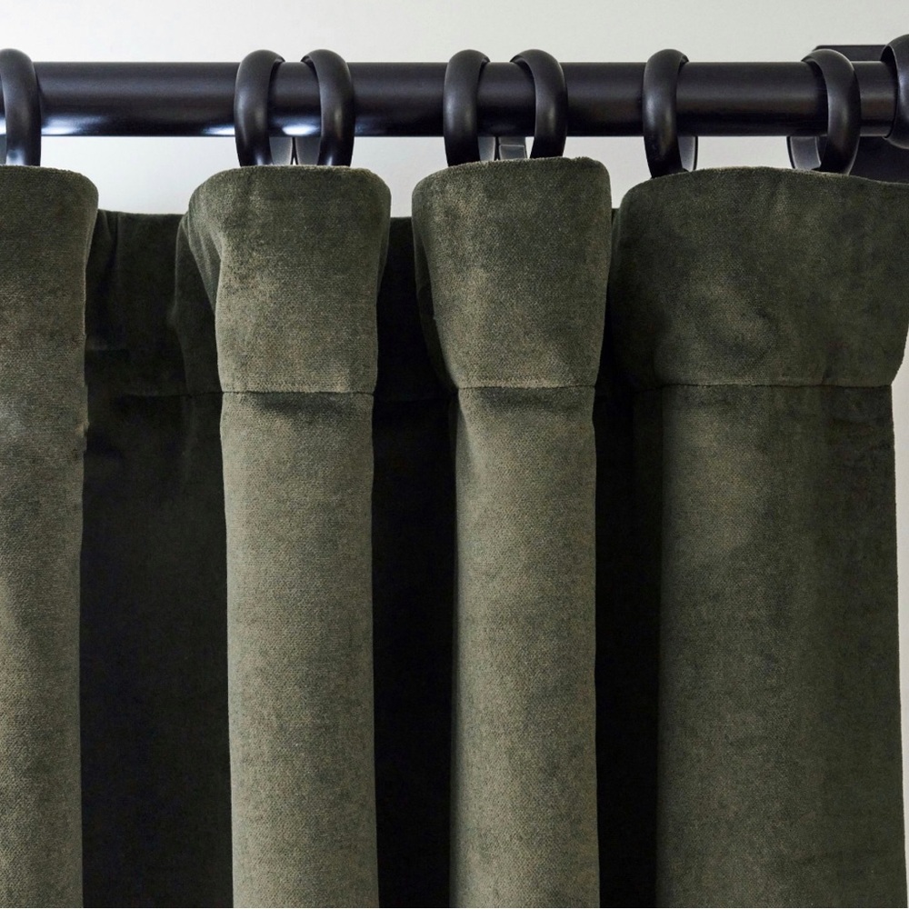 1 Panel - Velvet Twill Blackout Curtain Moss 50” x 96”